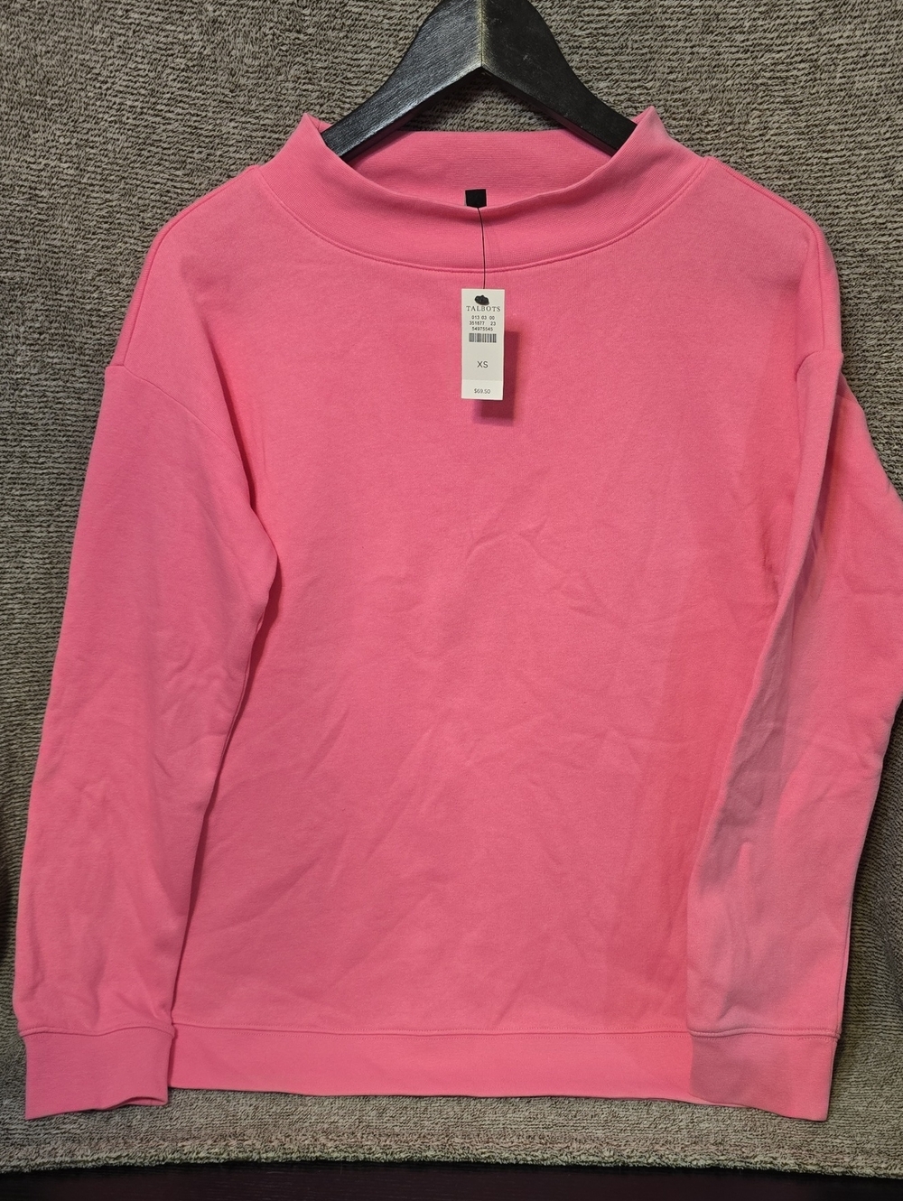 Talbots Coral Pink Mock Neck Pullover Sweatshirt